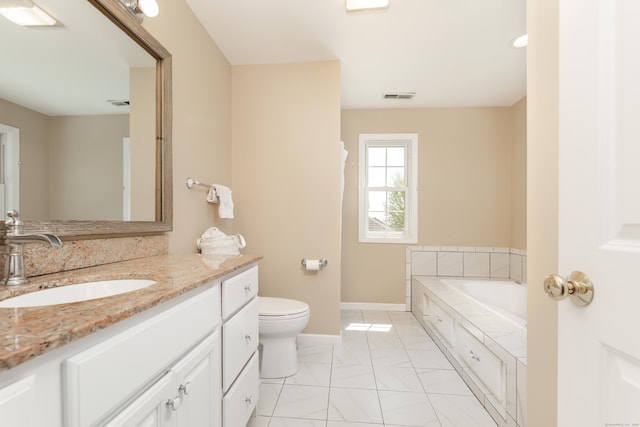 39 Wildemere Ave, Milford, CT 06460 - full bath featuring visible vents, vanity, marble finish floor, toilet, and a bath