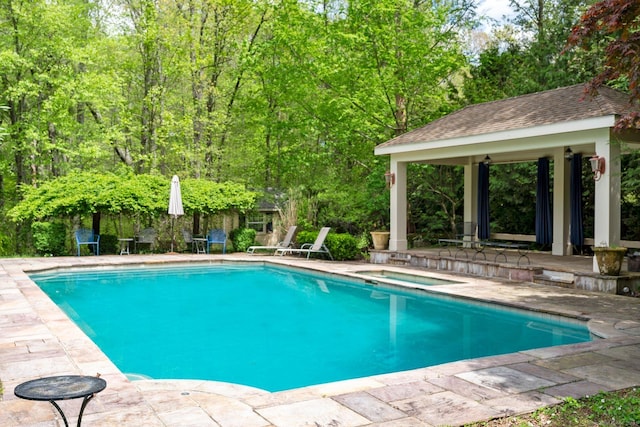498 Eastbury Hill Rd, Glastonbury, CT 06033 - outdoor pool featuring a patio, a gazebo, and an in-ground hot tub