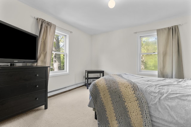 200 Sachem Head Rd, Guilford, CT 06437 - bedroom featuring light carpet and a baseboard radiator