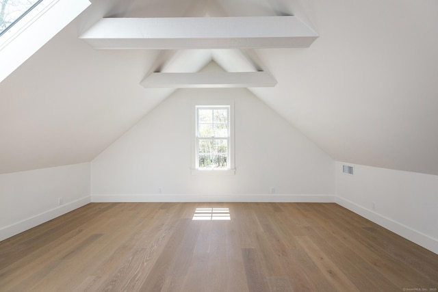 24 Tompkins Hill Rd, Washington, CT 06793 - additional living space with baseboards, light wood-style floors, and a skylight