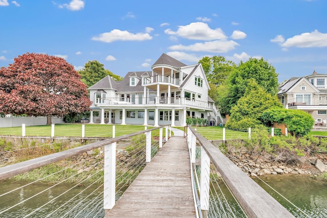 29 Covelee Dr, Norwalk, CT 06855 - back of house with a water view and a balcony