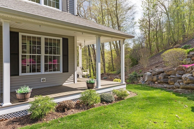 view of yard with a porch