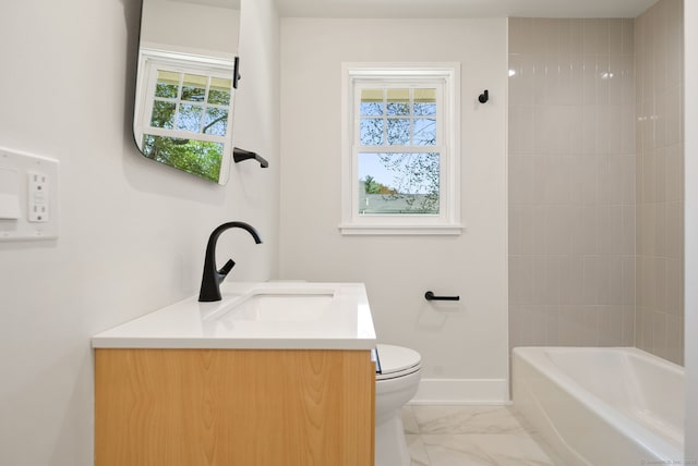 183 Pepperidge Cir, Fairfield, CT 06824 - full bath with plenty of natural light, marble finish flooring, vanity, and toilet