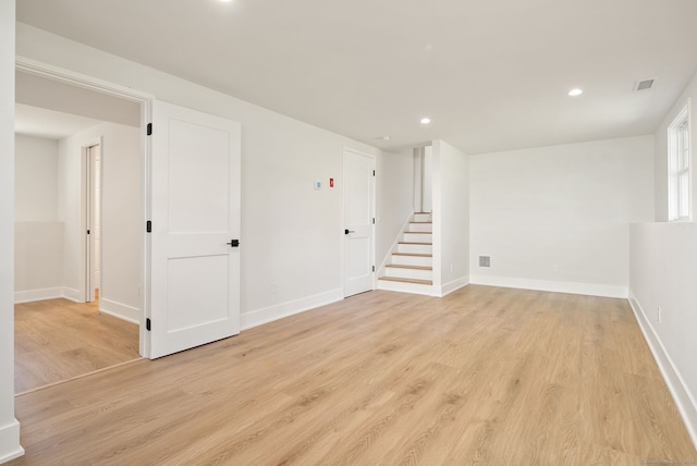 183 Pepperidge Cir, Fairfield, CT 06824 - spare room with recessed lighting, light wood-style floors, baseboards, and stairs