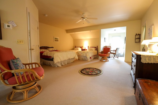 carpeted bedroom with a ceiling fan