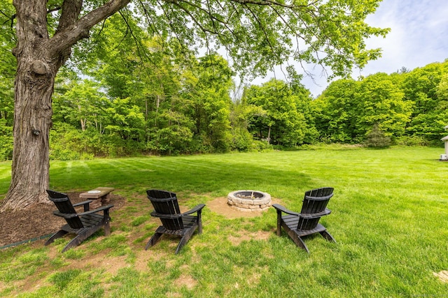 290 Waterville Rd, Avon, CT 06001 - view of grassy yard with an outdoor fire pit