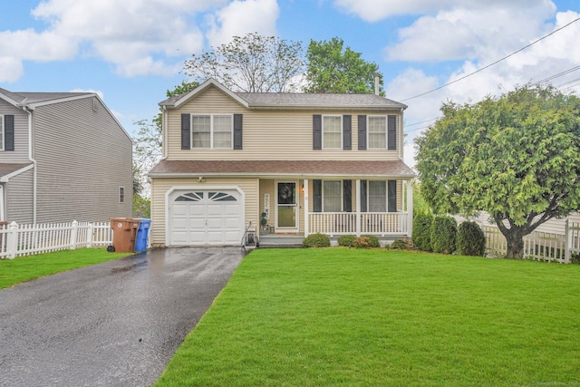37 Lakeview Ave, Shelton, CT 06484 - traditional-style house featuring a porch, asphalt driveway, an attached garage, and a shingled roof