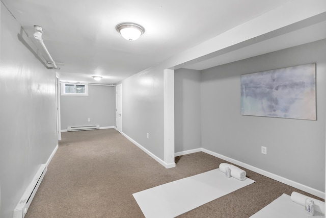 84 Oxford St, Bridgeport, CT 06606 - basement with a baseboard radiator and carpet flooring
