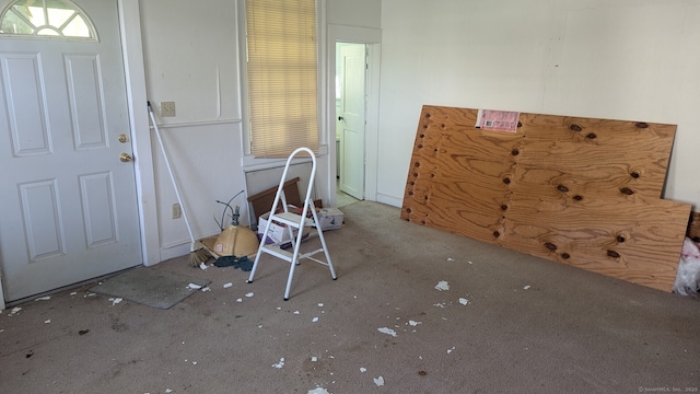 entryway with carpet flooring