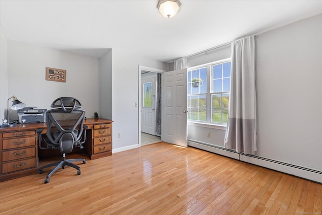 6 Margaret Cir, Pomfret, CT 06259 - office area with baseboards, baseboard heating, and light wood-style flooring