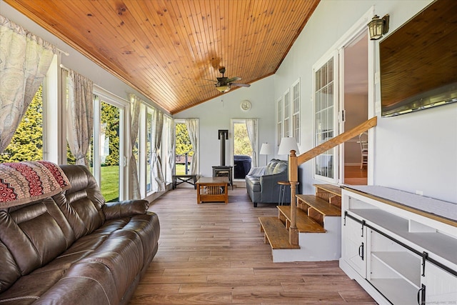6 Margaret Cir, Pomfret, CT 06259 - sunroom featuring wood ceiling, wood-type flooring, and high vaulted ceiling