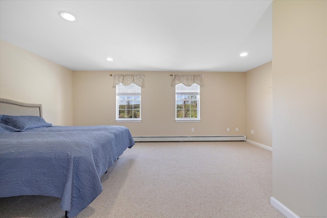 6 Margaret Cir, Pomfret, CT 06259 - carpeted bedroom with recessed lighting, baseboards, and a baseboard heating unit