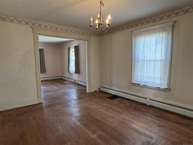 33 E Brown St, West Haven, CT 06516 - spare room with baseboards, baseboard heating, and a chandelier