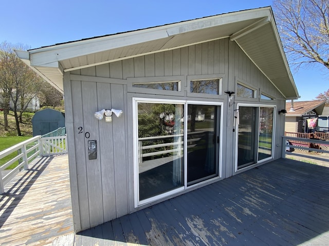 20 Connecticut Dr, Plainfield, CT 06374 - wooden deck featuring an outbuilding