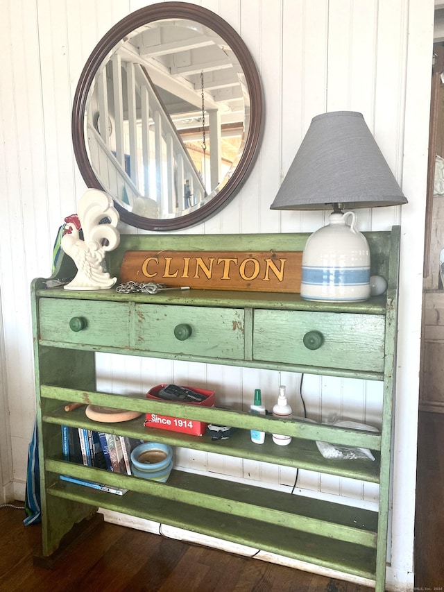 room details with wood walls