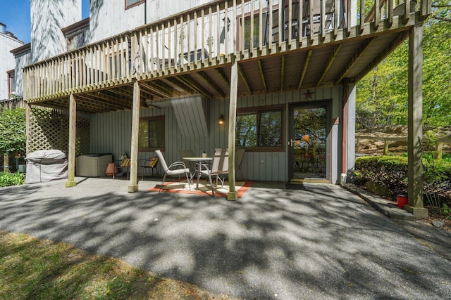view of patio featuring a wooden deck