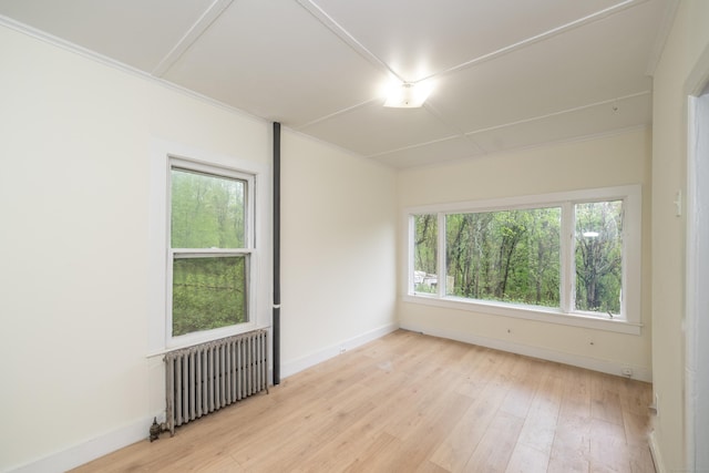 39 Tanner Ave, Norwich, CT 06360 - empty room featuring radiator heating unit, baseboards, light wood finished floors, and ornamental molding