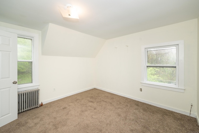 39 Tanner Ave, Norwich, CT 06360 - bonus room featuring radiator heating unit, carpet flooring, lofted ceiling, plenty of natural light, and baseboards