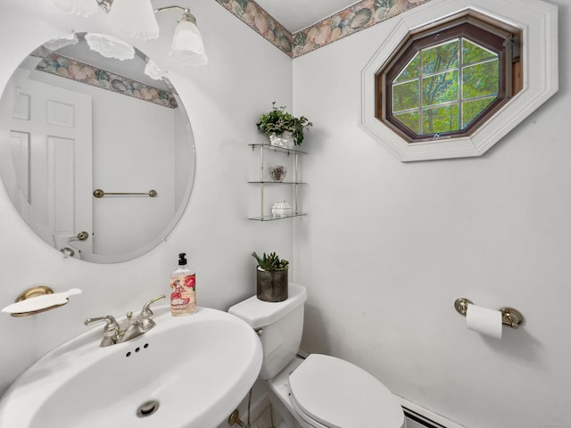 34 Longmeadows Rd, Wilton, CT 06897 - bathroom featuring a sink, a baseboard radiator, and toilet