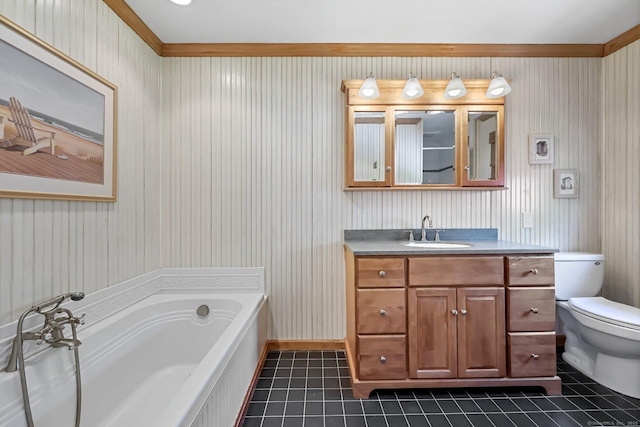 4 Walnut Ridge Rd, New Fairfield, CT 06812 - bathroom featuring tile patterned flooring, a garden tub, vanity, toilet, and baseboards