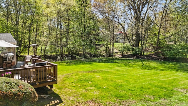 50 Carriage Dr S, Stamford, CT 06902 - view of grassy yard with a wooden deck