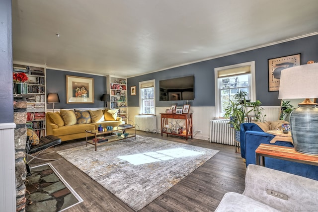 115 W Avon Rd, Farmington, CT 06085 - living area with wainscoting, a wealth of natural light, and radiator