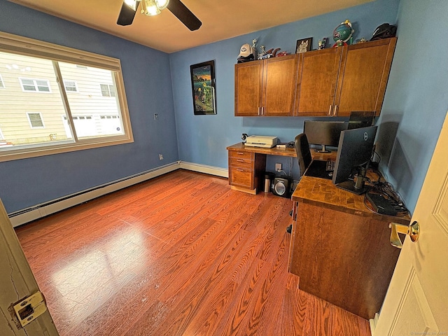 46 Fairway Grn, Fairfield, CT 06825 - office with a ceiling fan, baseboard heating, and wood finished floors