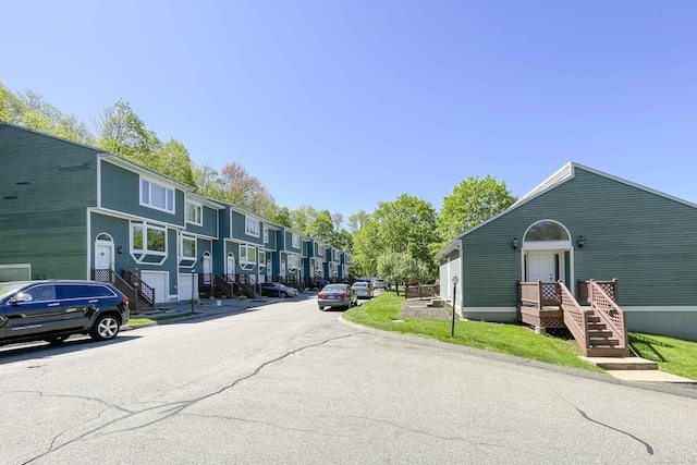 view of road with a residential view