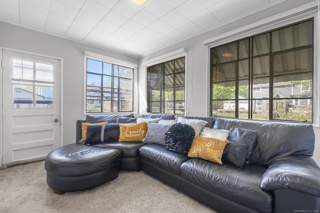 view of carpeted living area