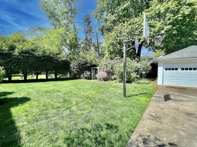 view of yard with an outdoor structure