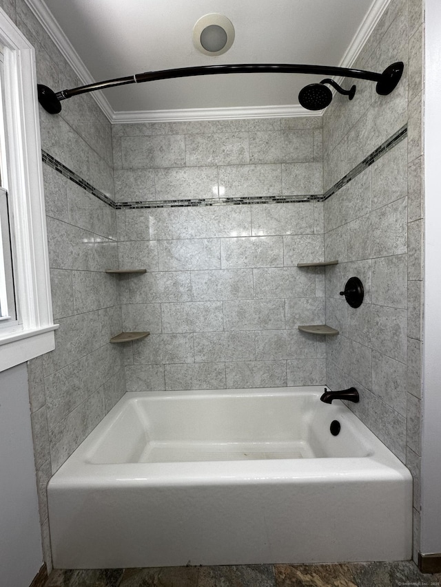 163 Sylvan Ave, Waterbury, CT 06706 - full bathroom featuring crown molding and shower / washtub combination
