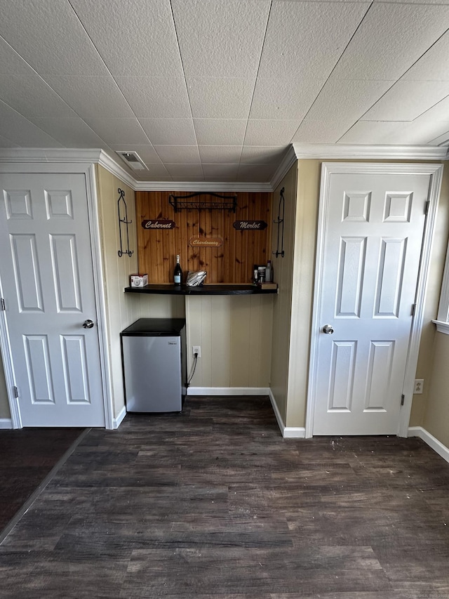 163 Sylvan Ave, Waterbury, CT 06706 - kitchen with freestanding refrigerator and dark wood finished floors