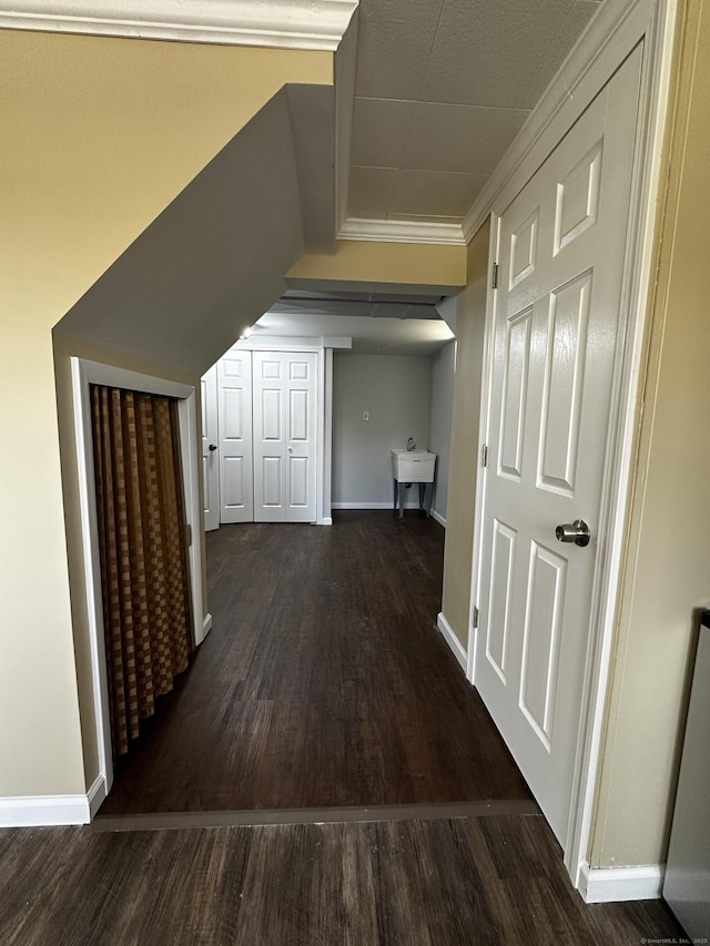 163 Sylvan Ave, Waterbury, CT 06706 - corridor with wood finished floors and ornamental molding