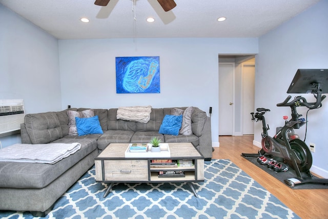 116 Hill St Unit 23, Milford, CT 06460 - living area with a ceiling fan, baseboards, recessed lighting, and wood finished floors