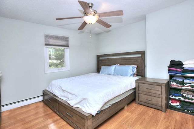 116 Hill St Unit 23, Milford, CT 06460 - bedroom featuring light wood-style floors, a ceiling fan, and baseboard heating