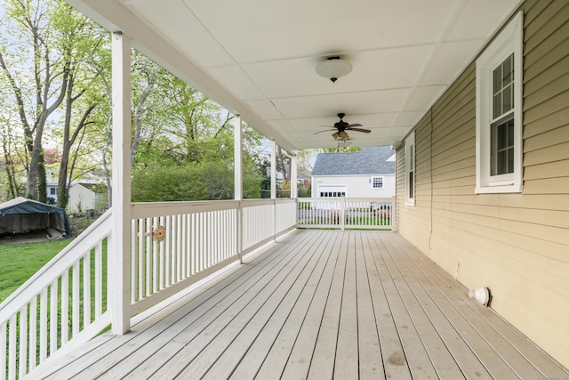 123 Hilltop Dr, Trumbull, CT 06611 - wooden terrace featuring ceiling fan