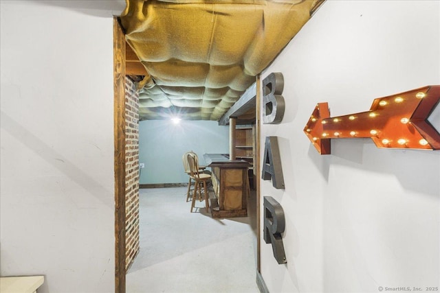 view of finished basement