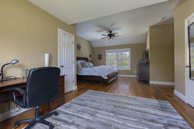 14 Cutter Dr, Stonington, CT 06355 - bedroom featuring wood finished floors, baseboards, an office area, and ceiling fan