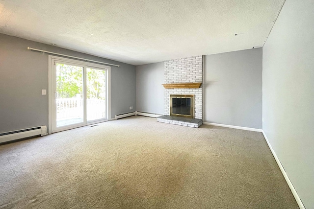 unfurnished living room featuring a textured ceiling, baseboards, and carpet