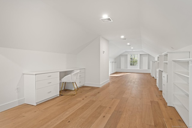 82 Indian Hill Rd, Wilton, CT 06897 - additional living space featuring lofted ceiling, light wood-type flooring, baseboards, and an office area