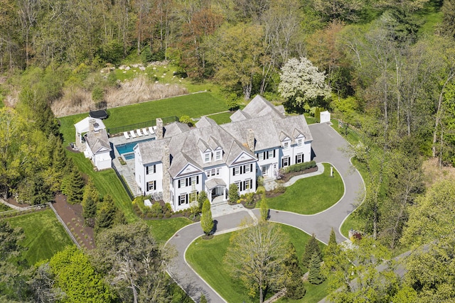 183 Hemlock Hill Rd, New Canaan, CT 06840 - bird's eye view featuring a forest view