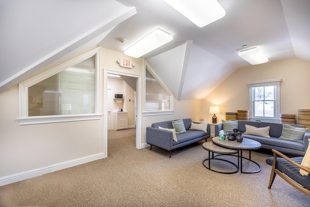 27 Catoonah St, Ridgefield, CT 06877 - carpeted living area with baseboards and lofted ceiling