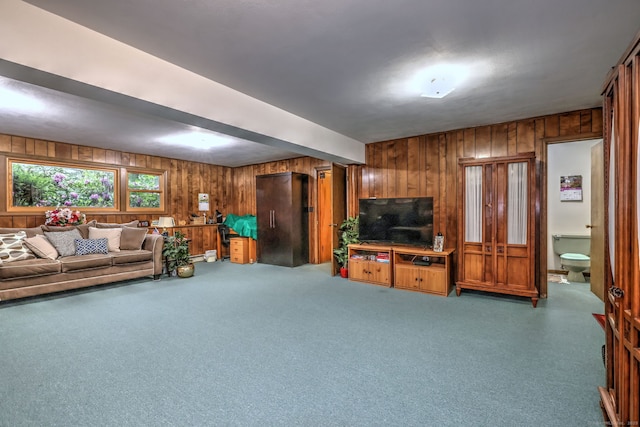 478 Alpom Dr, Orange, CT 06477 - carpeted living room featuring wooden walls