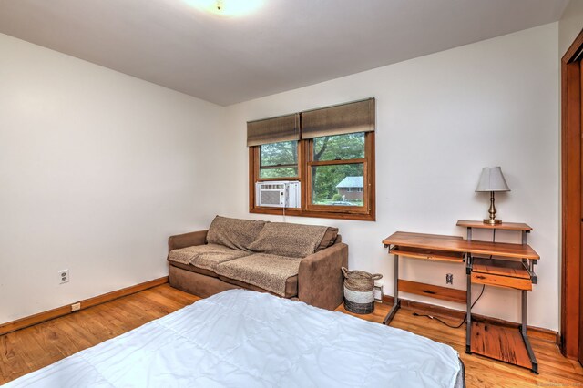 478 Alpom Dr, Orange, CT 06477 - bedroom with baseboards, wood finished floors, and cooling unit