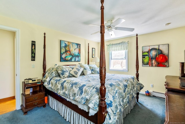 101 Michele Dr, Somers, CT 06071 - bedroom with carpet floors, ceiling fan, and a baseboard heating unit