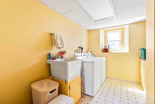 101 Michele Dr, Somers, CT 06071 - clothes washing area with laundry area, a sink, washer and clothes dryer, and light floors