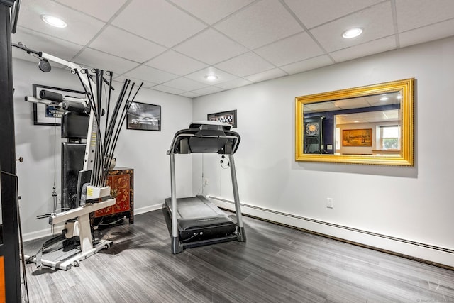 101 Michele Dr, Somers, CT 06071 - exercise room with baseboards, recessed lighting, wood finished floors, and a paneled ceiling