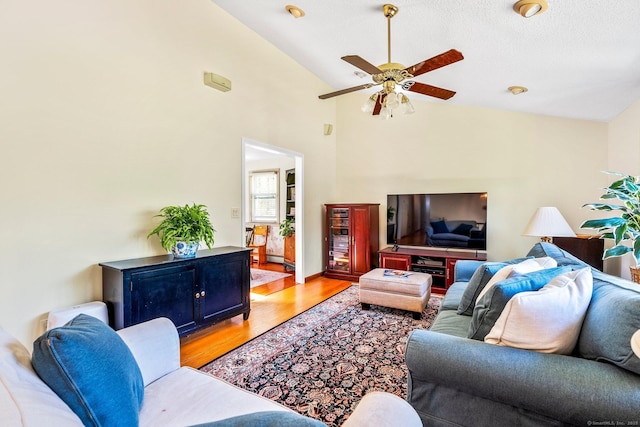 101 Michele Dr, Somers, CT 06071 - living area featuring light wood finished floors, ceiling fan, and high vaulted ceiling