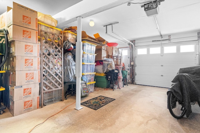 garage with a garage door opener