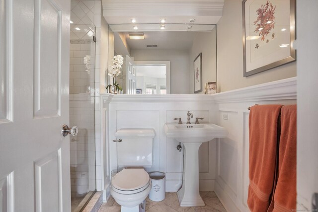 1803 Revere Rd, Danbury, CT 06811 - full bath featuring visible vents, a stall shower, a sink, tile patterned floors, and toilet